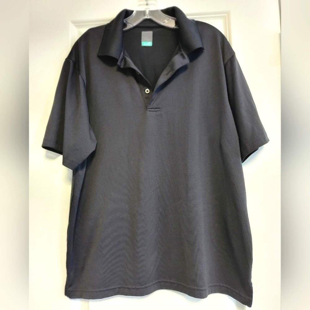 Black Mens Polo Shirt Relaxed Fit Size Large